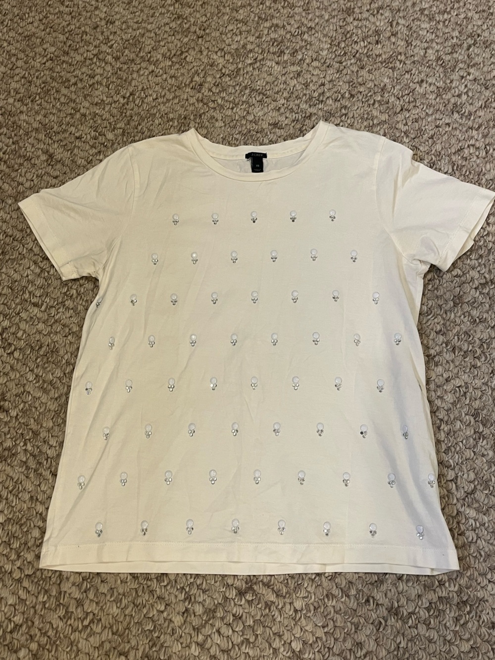 NWOT J. Crew embellished White Top-  XS